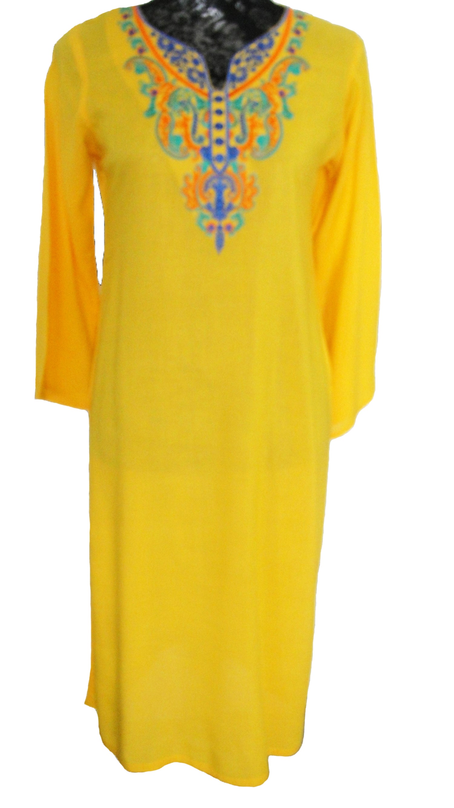 Embroidered Yellow Kurti