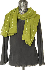 large green georgette embroidered stole 