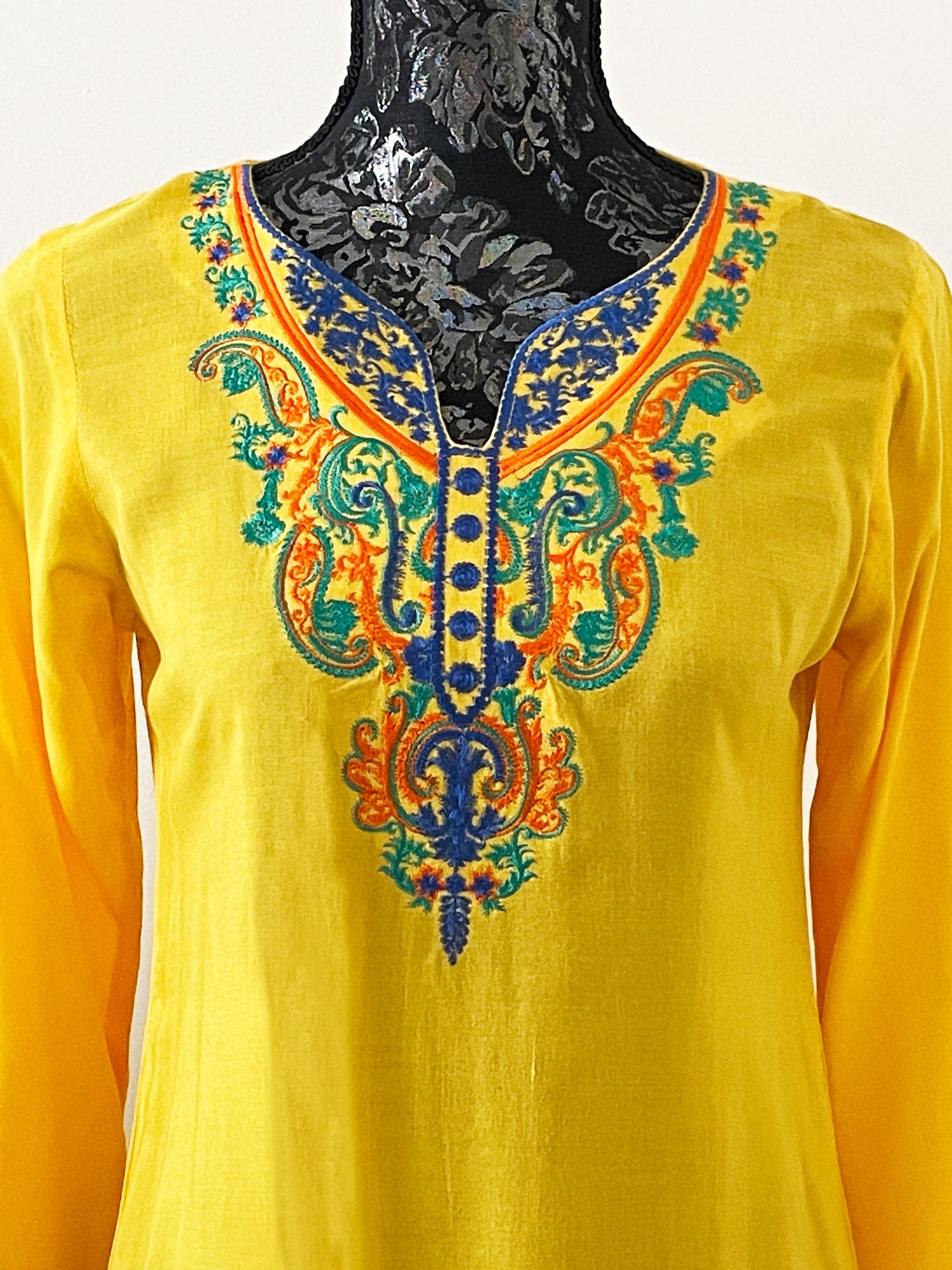 Embroidered Yellow Kurti